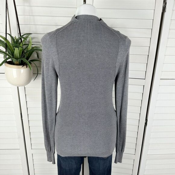 Current Air‎ Gray Faux Twinset Knit Vest Cardigan Overlay Sweater Hi-Low Size M - Picture 3 of 8